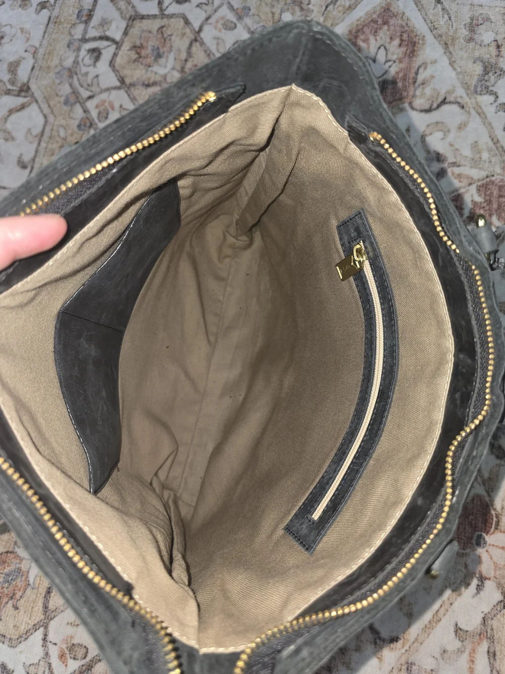 Sseko Black Leather Convertible Backpack Tote with Gold Zipper